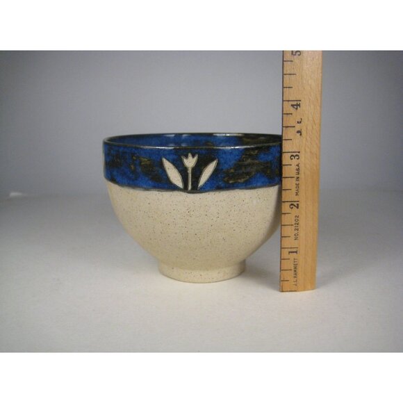 Handmade Ceramic Bowl 4 inch Floral Design Unique Pottery Art Decor Artisan - Picture 3 of 13